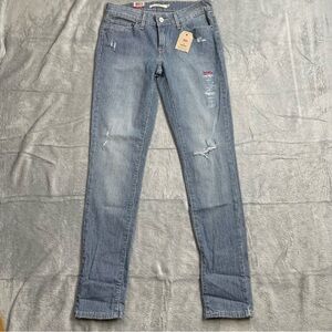 Levi’s Jeans 26 Womens NWT 711 Skinny Pinstripe Distressed Midrise